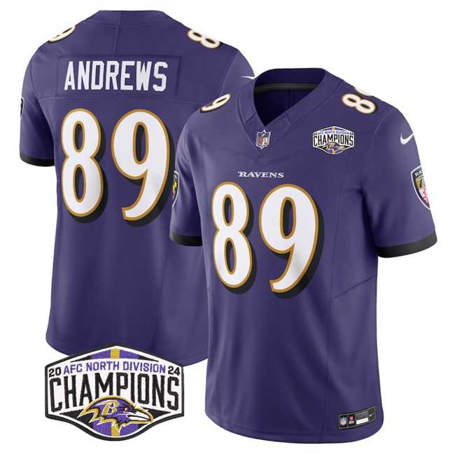 Men%27s Baltimore Ravens #89 Mark Andrews Purple F.U.S.E 2024 AFC North Division Champions Vapor Limited Jersey->baltimore ravens->NFL Jersey